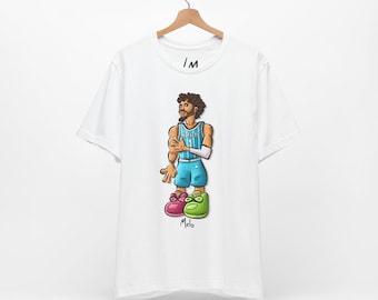 Basketball Player Cartoon Tee | Melo Illustration T-Shirt