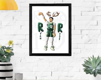 Ryan Rollins Milwaukee Bucks Basketball Illustration Print (8x10 inches) (frame not included)