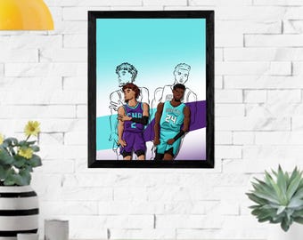 Charlotte Hornets Brandon Miller Lamelo Ball Basketball Poster (8x10 Inches)