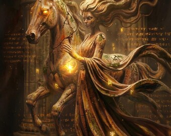 Relic of the Living Light — Age of Light Within Series  —  Mystical Goddess Horse Wall Art —  Digital Download