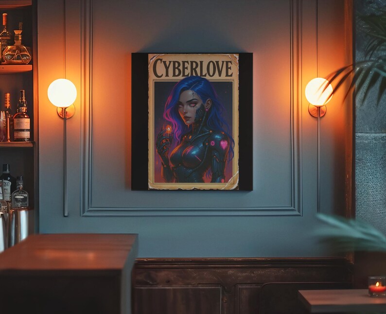 Cyberlove Art Print: Blue Violet Cyber Girl Sci-fi Poster (digital ...