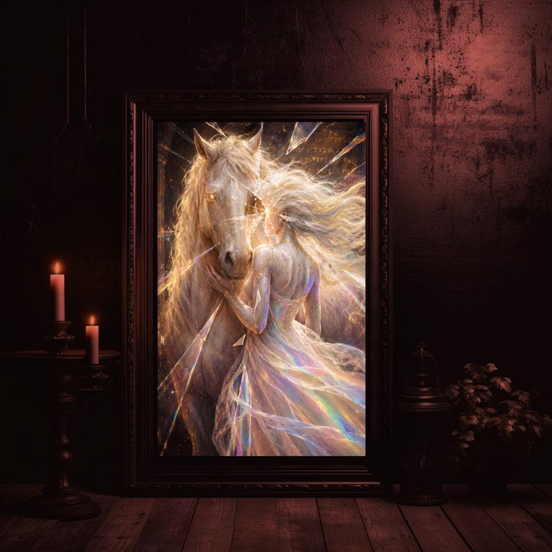 Shattered Glass Goddess and White Horse Art – The First Shatter, Age of Light Within (Digital Download) image 3