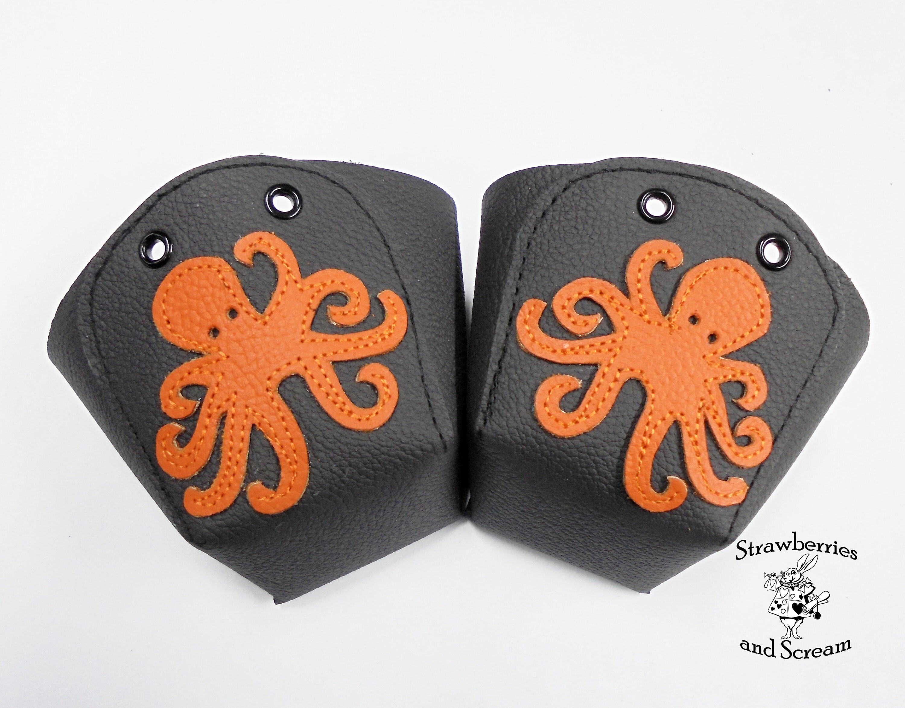 OCTOPUS on Black Leather Roller Derby Skate Toe Guards Etsy