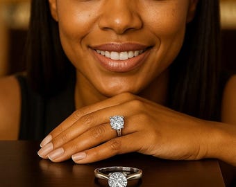 Sterling Silber Solitär Ring handgefertigt | Runder Moissanit Verlobungsring | Minimalistisches Hochzeitsversprechen Schmuckgeschenk