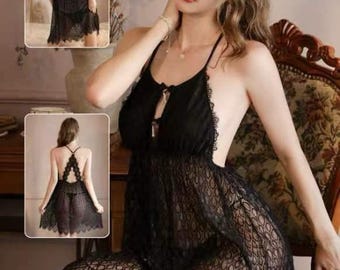 Elegantes Spitzen Nachthemd - Romantische Babydoll Nachtwäsche Kleid für Frauen
