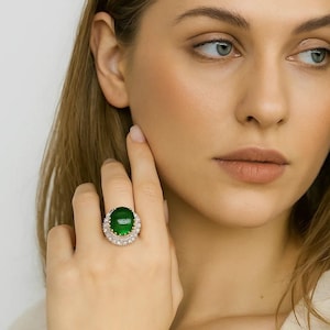 Green Gemstone Cocktail Ring: Handmade Statement Jewelry