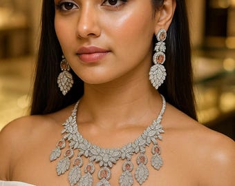 Handgefertigtes Kristall Brautschmuck Set: Choker & Ohrringe