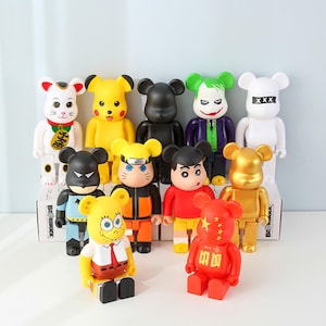 Anime & Cartoon Inspired Bear Figure Set | Designer Art Collectible Dolls | Trendy Display Toy Decor