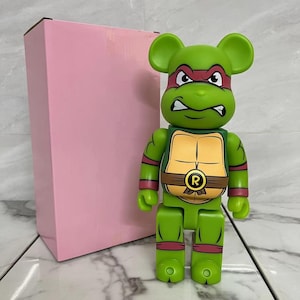 Green Superhero Inspired Designer Bear Figure | Collectible Art Toy | Modern Pop Art Home Décor