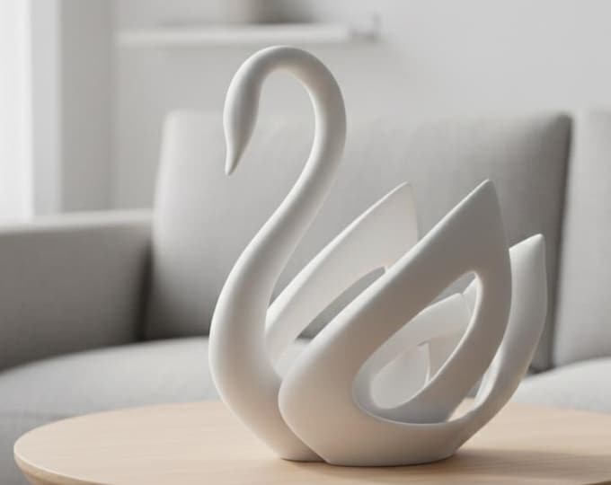 Featured listing image: Elegant Swan Sculpture - Modern Home & Bathroom Decor - Size