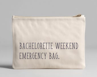 Bachelorette Weekend Emergency Bag Hangover Kit Gift, Wedding Day Pouch for Her, Bach Accessory Bag, Bridesmaid Favor Travel Organizer