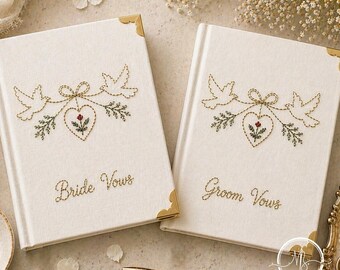 Embroidered Heart & Doves Custom Notebook, Marriage Anniversary Gift