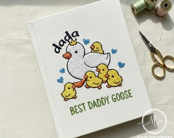 Embroidered Dad Goose Custom Notebook, Aesthetic Super Dad Style, Badger Hero with Blue Cape Art, Special Souvenir Gift for the Best Dad