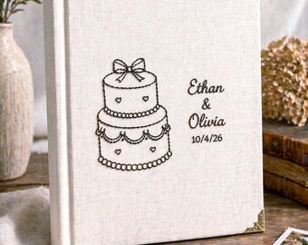 Embroidered Wedding Cake Ethan and Olivia Custom Photo Album, Wedding Gift Style