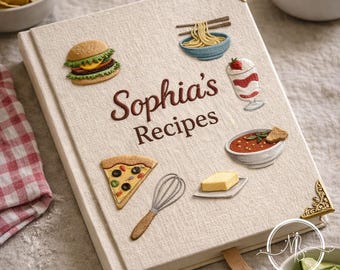 Embroidered Baking Lover Custom Notebook, Elegant Hardcover Journal Product, Kitchen Tools and Flour Content, Gift for Chefs Style