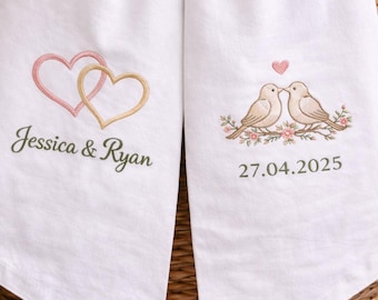 Embroidered Love Birds Heart Jar Custom Sash, Valentine Celebration Product Gift