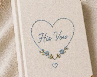 Embroidered His Vows Custom Notebook, Elegant Marriage Keepsake Style