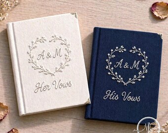Embroidered Forest Green and Black Custom Notebook Elegant Anniversary Gift Style