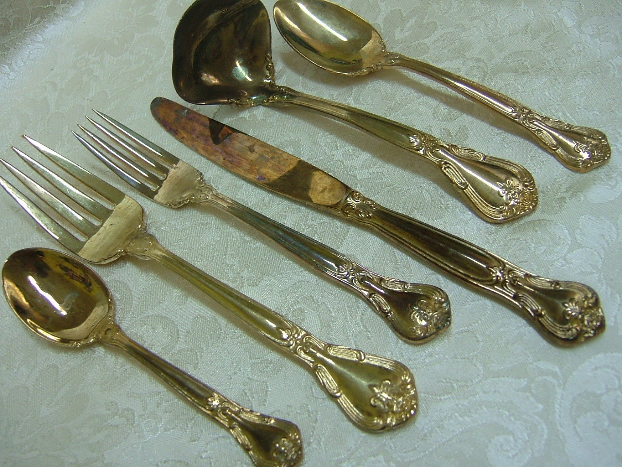Vintage Godinger Gold Tone Flatware 45 pieces Etsy