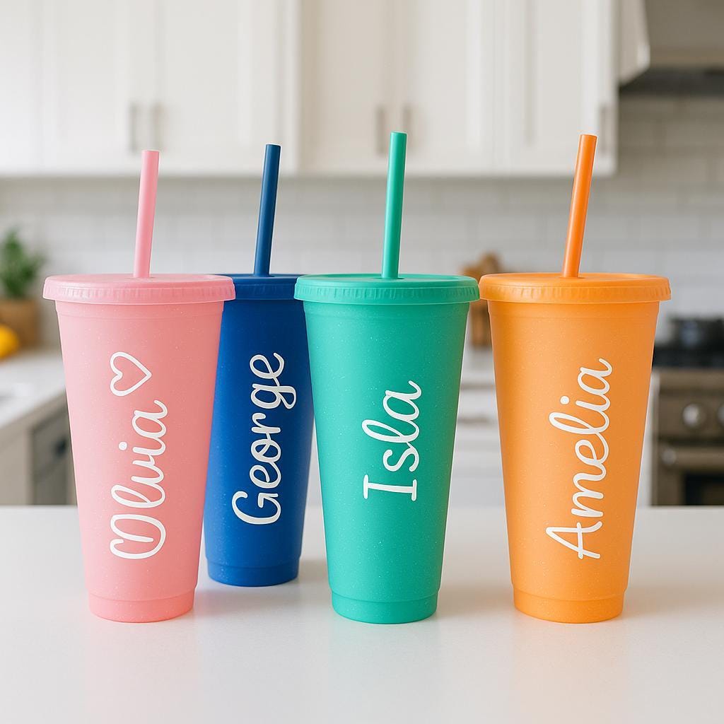 Plastic Tumbler With Lid and Straw - Etsy UK