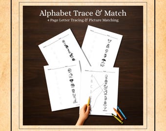 Hojas de trabajo para trazar y unir letras del alfabeto / Alfabetización para preescolar y jardín de infancia (PDF)
