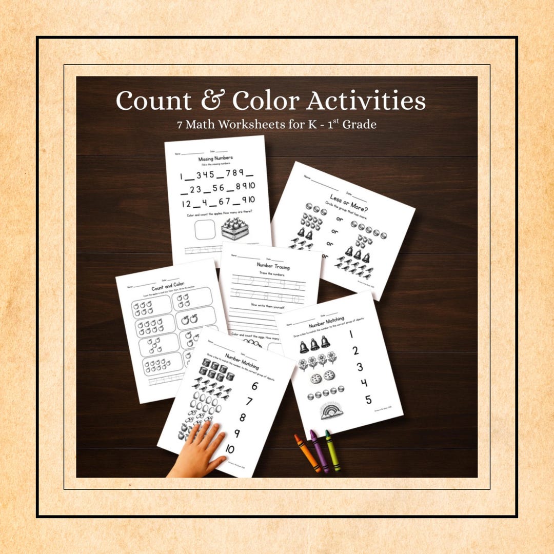 Count and Color Math Worksheets: Preschool Kindergarten Counting ...
