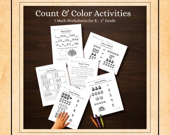 Fichas de matemáticas para contar y colorear: Conteo y trazo para preescolar y jardín de infancia (PDF)