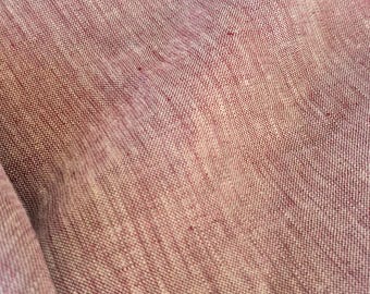 Burgundy Mélange Linen Fabric, Softened Flax, Medium Weight