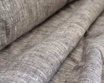 Medium Weight Mélange Linen fabric by the yard or meter, Washed flax sewing fabrics