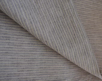 Striped Linen Cotton Blend Fabric: Soft Breathable Sewing - Brown Yellow Vintage Stripe