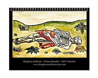 2027 Wall Calendar: Danse Macabre 11" x 17" Dance of Death, Halloween Skeletons Gothic Art
