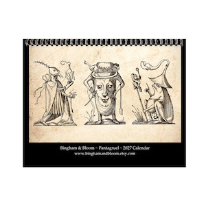 2027 Wall Calendar: 11" x 17" Rabelais Pantagruel Drolatic Dreams Bizarre Surreal Gothic Art immagine 1