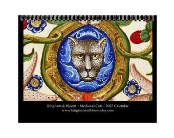 2027 Wall Calendar: Medieval Cats 11" x 17" Funny Historic Feline Art