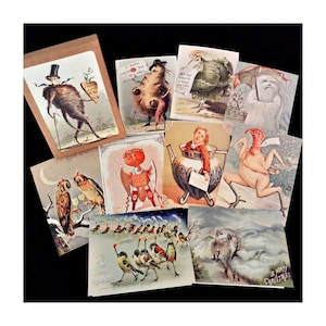 Strange Christmas Cards - Set of 10 Vile Victorian Assorted Blank Cards - 5.5" x 4" when folded - 2021A weird Victorian holiday Xmas cards