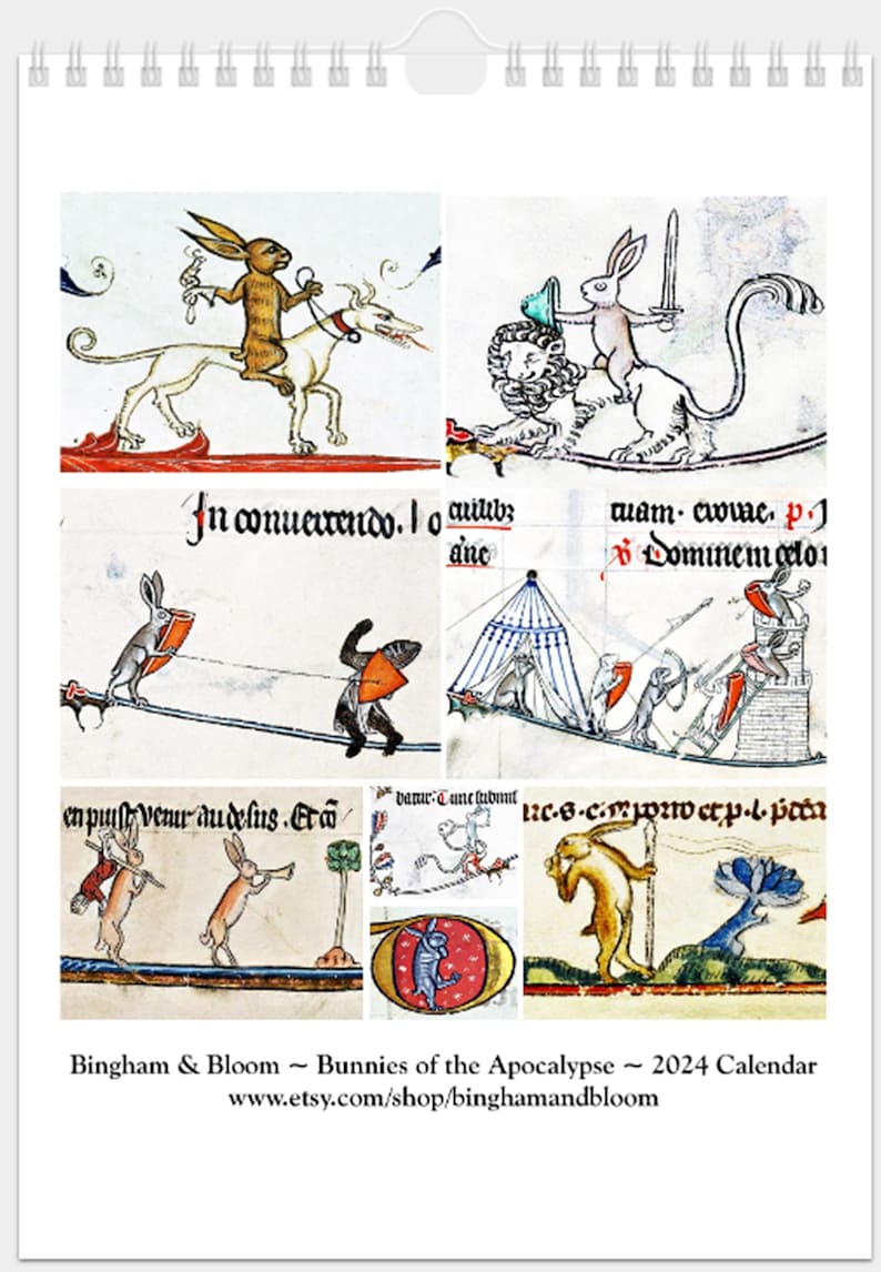 2024 Wall Calendar Medieval Bunnies of the Apocalypse Etsy