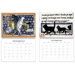 2027 Wall Calendar: Medieval Cats 11" x 17" Funny Historic Feline Art image 6