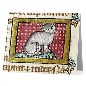 Medieval Cats Blank Card Choose from 5 Designs - 5.5&quot; x 4.25&quot; when folded - single card - cat dragon