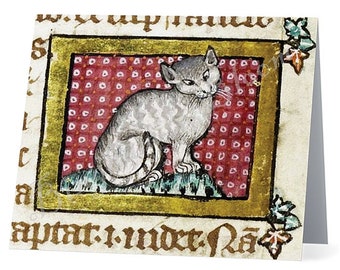 Medieval Cats Blank Card Choose from 5 Designs - 5.5" x 4.25" when folded - single card - cat dragon