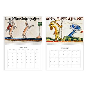 2027 Wall Calendar: Medieval Bunnies of the Apocalypse Murder Rabbits, 11" x 17" when open image 4