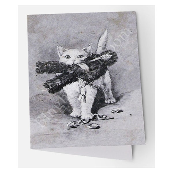 Christmas card - Vile Victorian Cats Blank Card - Choose from 10 Designs - 5.5" x 4.25" Single Card - strange weird holiday greeting card