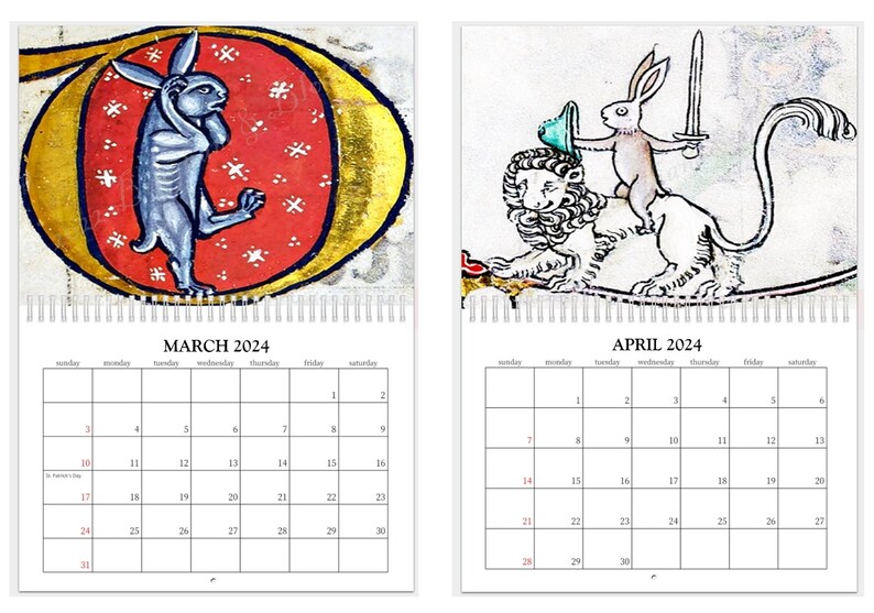2024 Wall Calendar Medieval Bunnies of the Apocalypse - Etsy 2024 Wall Calendar Medieval Bunnies of the Apocalypse - Etsy