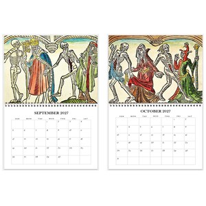 2027 Wall Calendar: Danse Macabre 11" x 17" Dance of Death, Halloween Skeletons Gothic Art image 6