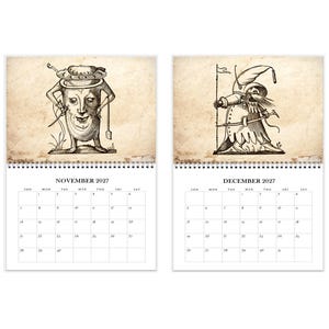 2027 Wall Calendar: 11" x 17" Rabelais Pantagruel Drolatic Dreams Bizarre Surreal Gothic Art immagine 7