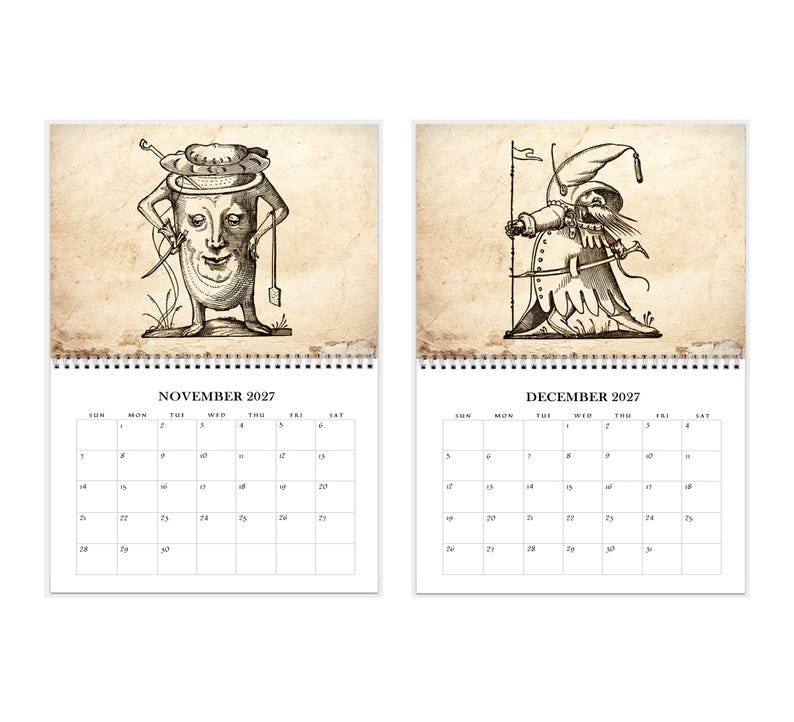 2027 Wall Calendar: 11" x 17" Rabelais Pantagruel Drolatic Dreams Bizarre Surreal Gothic Art immagine 7