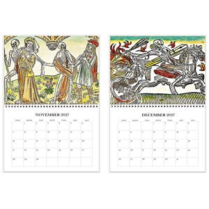 2027 Wall Calendar: Danse Macabre 11" x 17" Dance of Death, Halloween Skeletons Gothic Art image 7