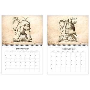2027 Wall Calendar: 11" x 17" Rabelais Pantagruel Drolatic Dreams Bizarre Surreal Gothic Art immagine 2