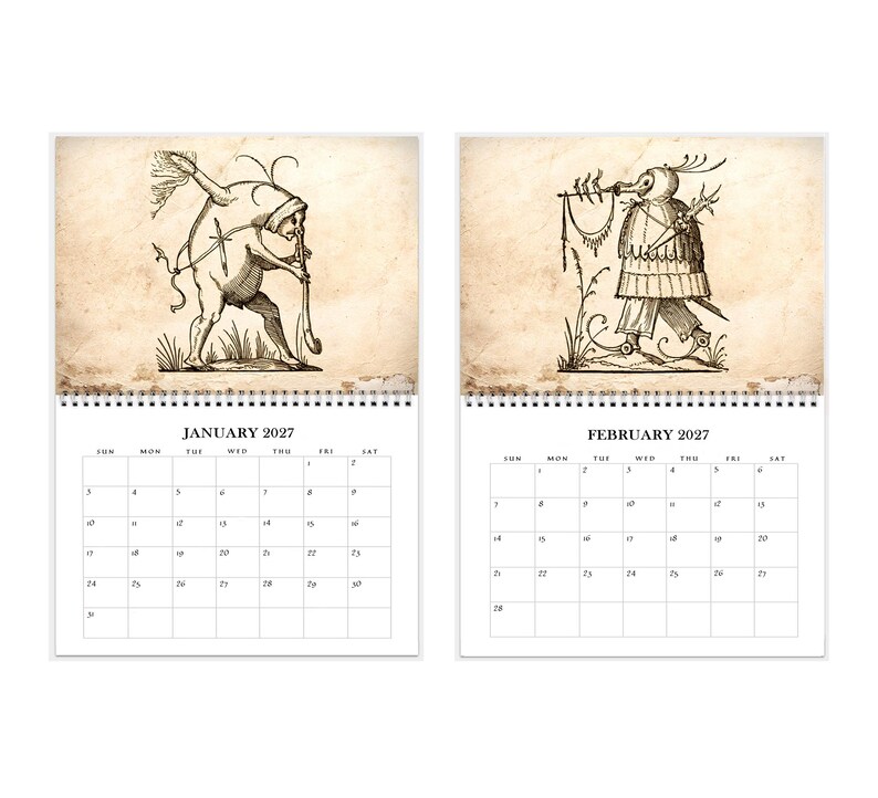 2027 Wall Calendar: 11" x 17" Rabelais Pantagruel Drolatic Dreams Bizarre Surreal Gothic Art immagine 2