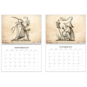 2027 Wall Calendar: 11" x 17" Rabelais Pantagruel Drolatic Dreams Bizarre Surreal Gothic Art immagine 6