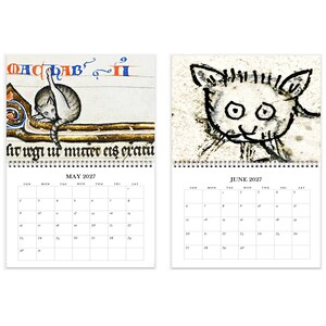2027 Wall Calendar: Medieval Cats 11" x 17" Funny Historic Feline Art image 4