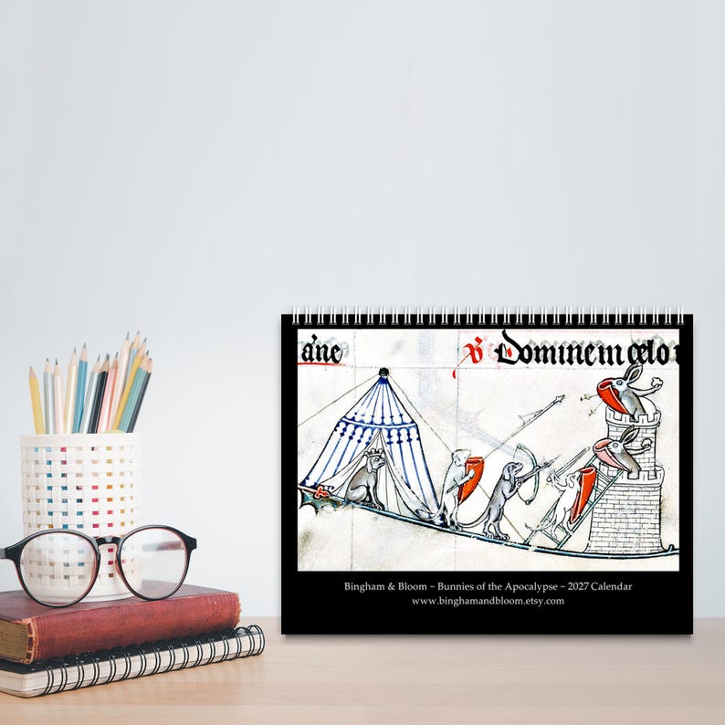 2027 Wall Calendar: Medieval Bunnies of the Apocalypse Murder Rabbits, 11" x 17" when open image 10